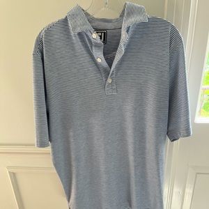 Footjoy Blue White Striped Polo Mens Medium Athletic Fit